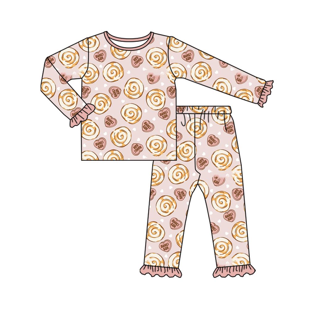 ( Moq 5 ) Preorder Baby Girls Kids Long Sleeves Hearts Shirt Pants Set Pajamas Valentine Clothes