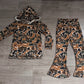 ( No moq ) Preorder Baby Girls Long Sleeves Brown Green Camo Hoodie Pullover Bell Pants Clothes Set