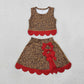 Baby Girls Kids Sleeveless Leopard Shirt Scallop Bows Skirt Shorts Yoga Active Set Clothes RTS