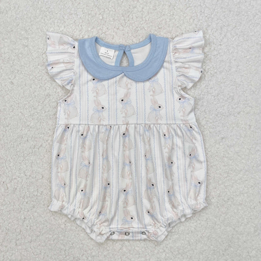 Baby Girl Infant Short Sleeves Easter Rabbit Bubble Romper