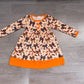 Baby Girls Kids Bows Candy Corn Plaid Halloween Knee Length Dress RTS