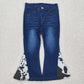 Baby Girl Western Cow Print Bell Denim Pants