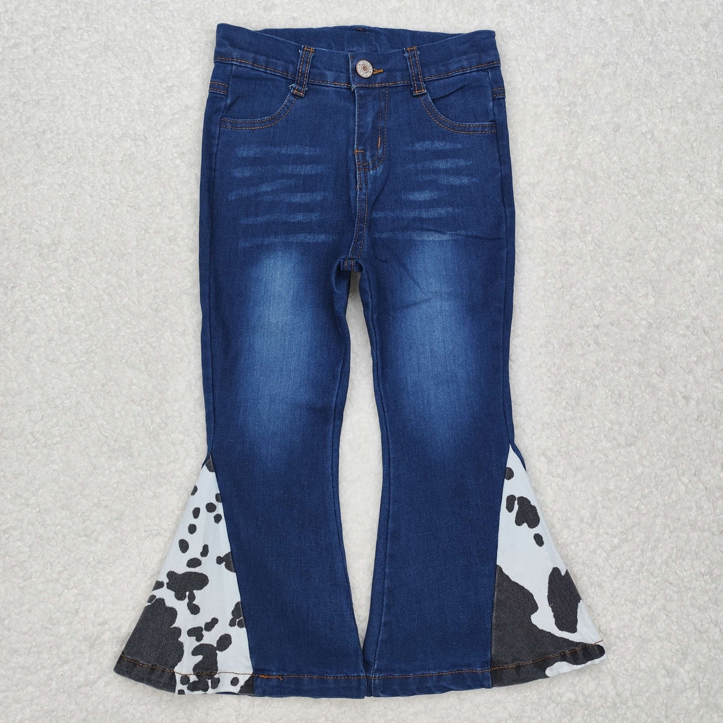 Baby Girl Western Cow Print Bell Denim Pants