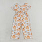 Baby Girl Short Sleeves Fall Pumpkin Flower Pocket Pants Jumpsuit