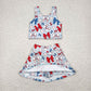 Baby Girl Sleeveless 4th Of July Baseball Bows Sibling Yoga Active Skort Dress Set RTS