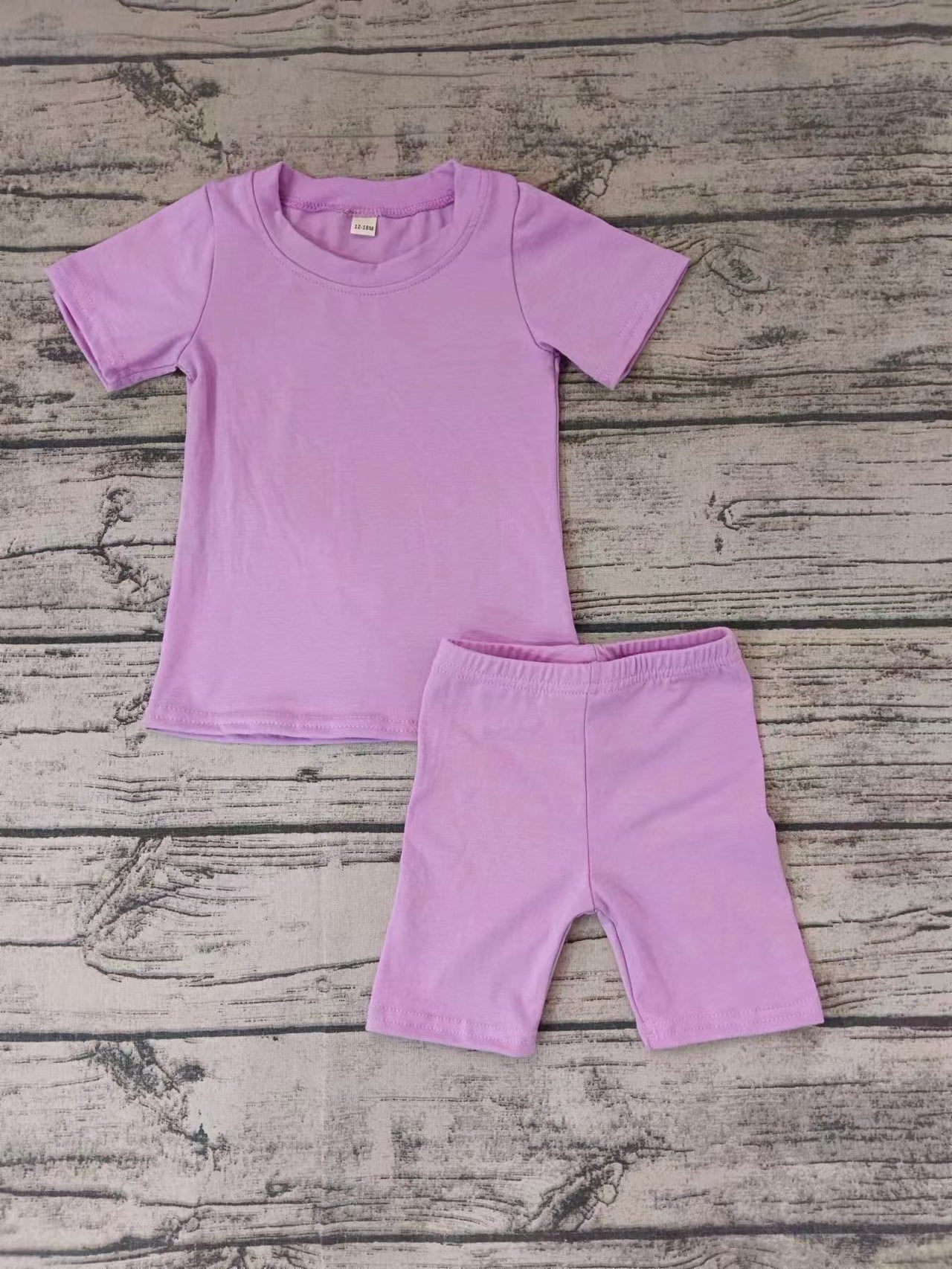 Moq 5 Baby Girl Short Sleeves Purple Shirt Shorts Cotton Set