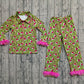 Adult Women Fur Long Sleeves Green Face Leopard Buttons Shirt Pants Christmas Pajamas Set RTS
