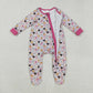 Baby Girl Long Sleeves Halloween Ghost Pumpkins Halloween Pink Zipper Romper RTS