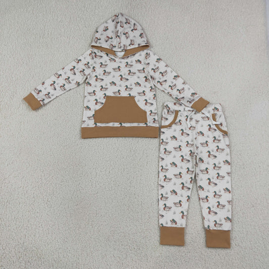 Baby Boys Kids Long Sleeves Ducks Hoodie Shirt Pockets Pants Set Clothes RTS