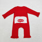 Baby Boy Long Sleeves Embroidery Santa Christmas Red Cotton Zipper Romper