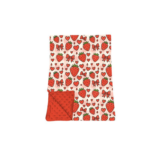 ( Moq 5 ) Preorder Baby Girls Toddler Strawberry Hearts Bows Valentine Blanket