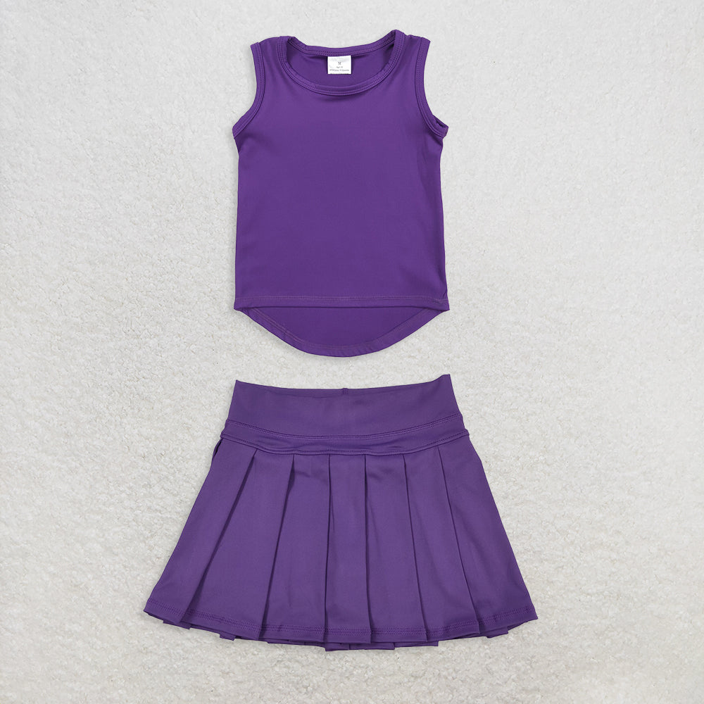 Baby Girl Sleeveless Purple Vest Tops Skort Yoga Active Set RTS