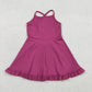 Baby Girls Kids Straps Yoga Active Purple Ruffle Knee Length Dress RTS