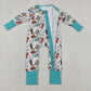 Baby Boys Long Sleeves Boots Cactus Cowboy Zipper Footie Sleeper Romper RTS
