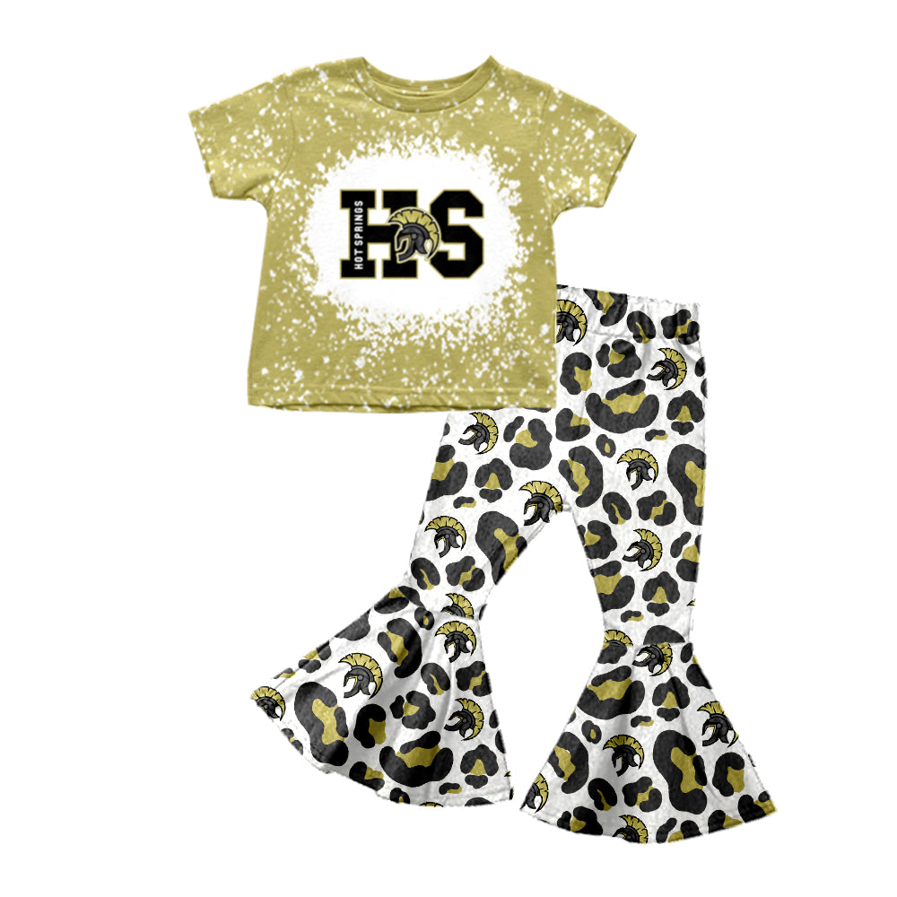 Baby Girl HS Team Shirt Leopard Bell Pants Set