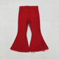 Baby Girl Kids Red Denim Bell Pants Jeans Christmas Bottoms RTS