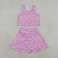 Baby Girls Kids Sleeveless Soccer Tops Pink Skirt Shorts Yoga Summer Set RTS