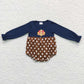 Baby Boy Girl Thanksgiving Sibling Embroidery turkey Fall Romper Set