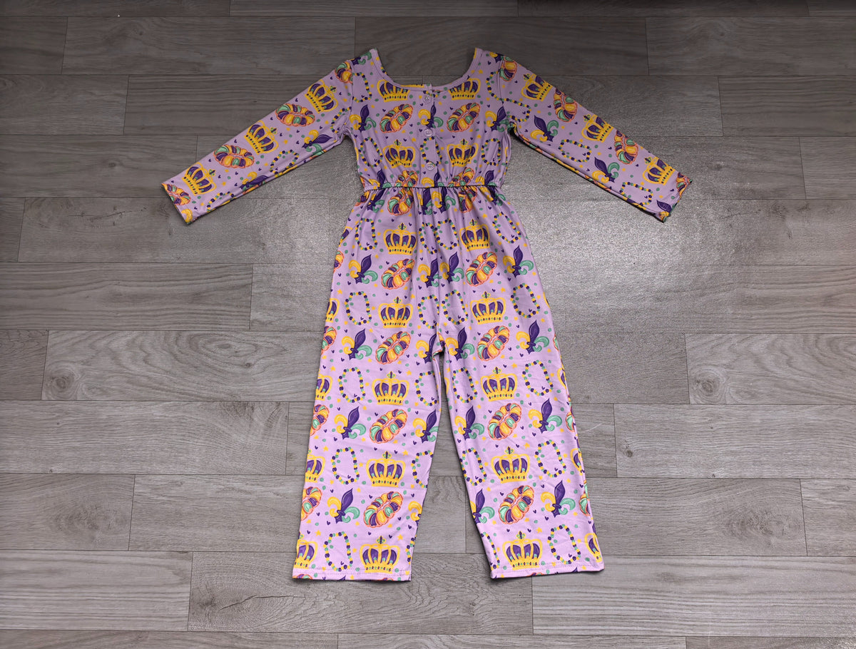 ( No moq ) Preorder Baby Girls Kids Long Sleeves Flower Donuts Pants Mardi Gras Jumpsuit Clothes