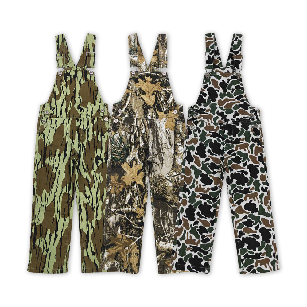 Baby Boy Girl Kids Camo Denim Suspender Overall Jumpsuit