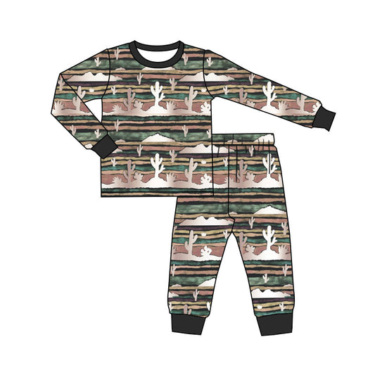 Baby Boy Western Cactus Shirt Pants Pajamas Clothes Set