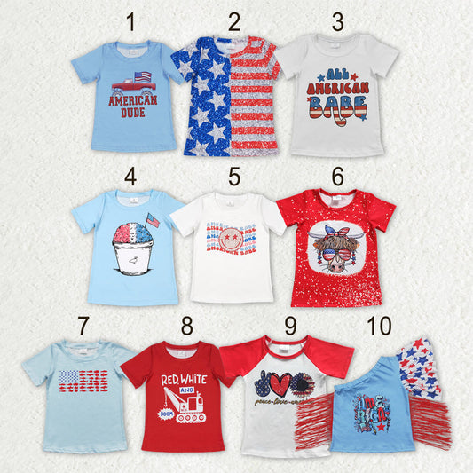 Sibling Baby Boys Girls Short Sleeves 4th of July Shirts Tops Clothes