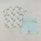 Baby Boy Girl Short Sleeves Flower Bows Stripes Smile Shirt Shorts Sibling Summer Set RTS