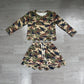 ( No moq ) Preorder Baby Girls Kids Long Sleeves Shirt Green Camo Scallop Pockets Skirt Shorts Set Clothes