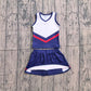 ( No moq ) Preorder Baby Girls Kids Sleeveless Vest Navy Skirt Shorts Set Yoga Active Team Clothes