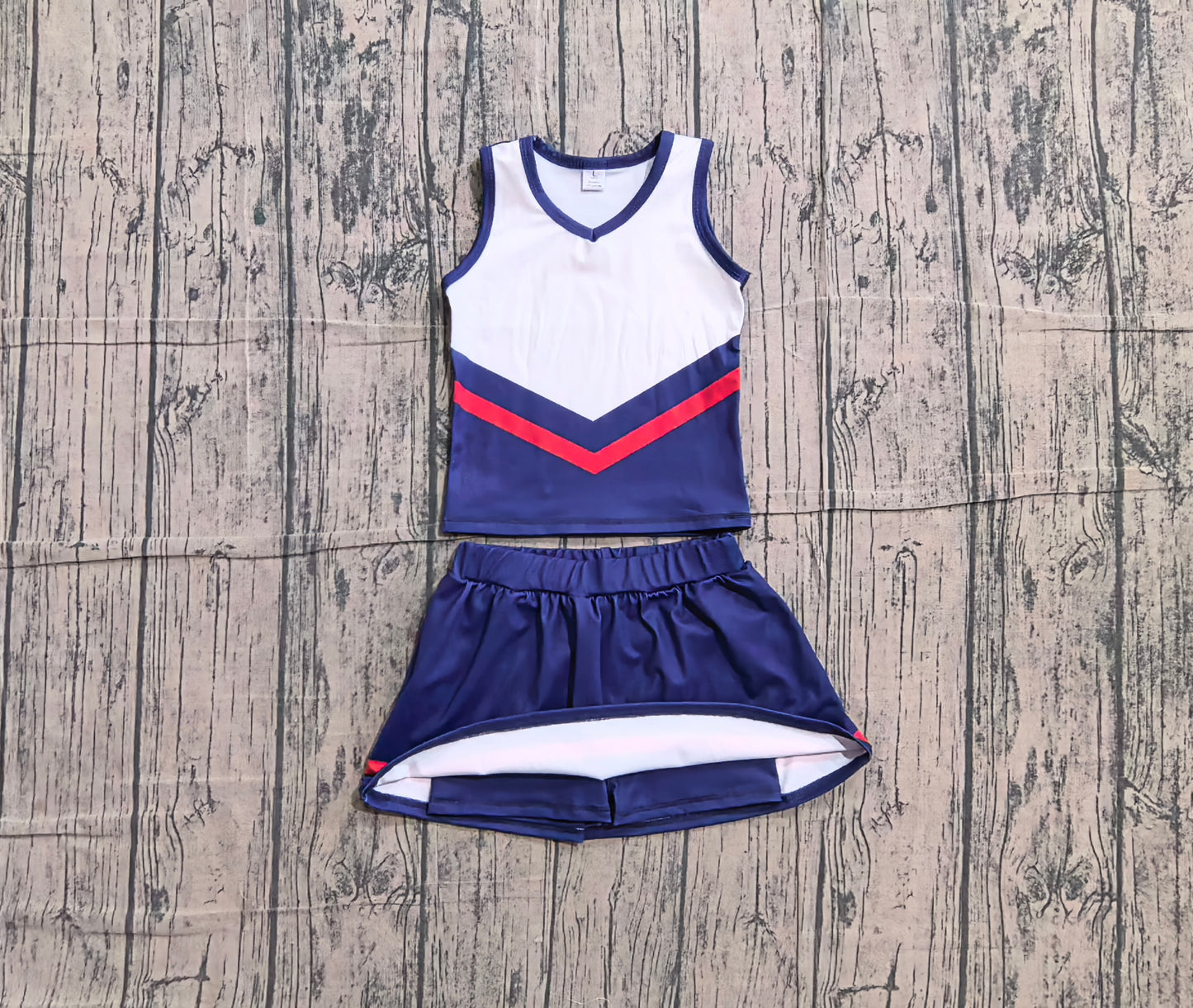 ( No moq ) Preorder Baby Girls Kids Sleeveless Vest Navy Skirt Shorts Set Yoga Active Team Clothes