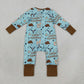 Baby Boys Kids Long Sleeves Western Little Cowboy Zipper Footie Sleeper Romper RTS