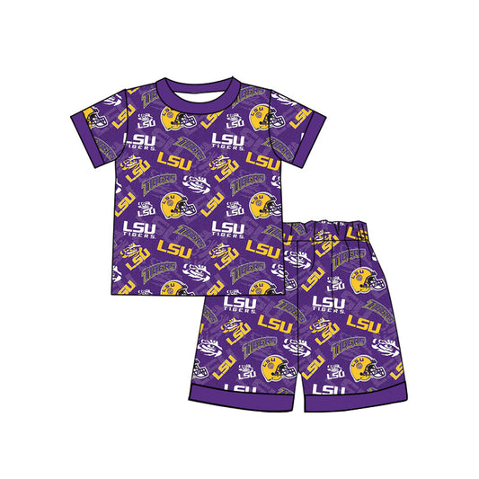 Baby Boy Purple Team Top Shorts Pajamas Clothes Set