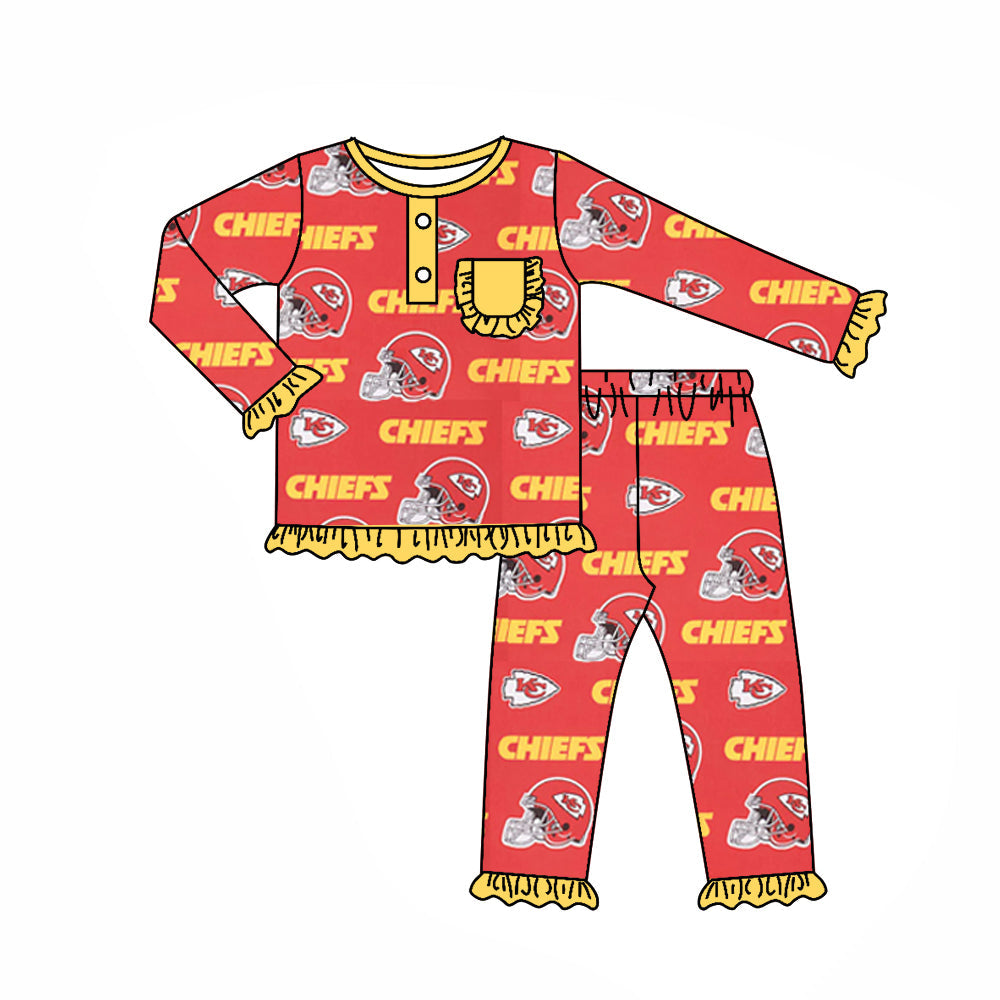 Baby Girl KC Pocket Shirt Team Pants Fall Pajamas Clothes Set