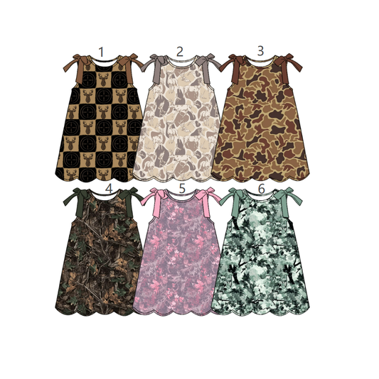 ( Moq 5 Each Style ) Sibling Baby Girls Kids Sleeveless Camo Summer Knee Length Dresses