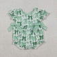 Baby Girls Infant Short Sleeves Green Bows St Patrick Bubble Romper RTS