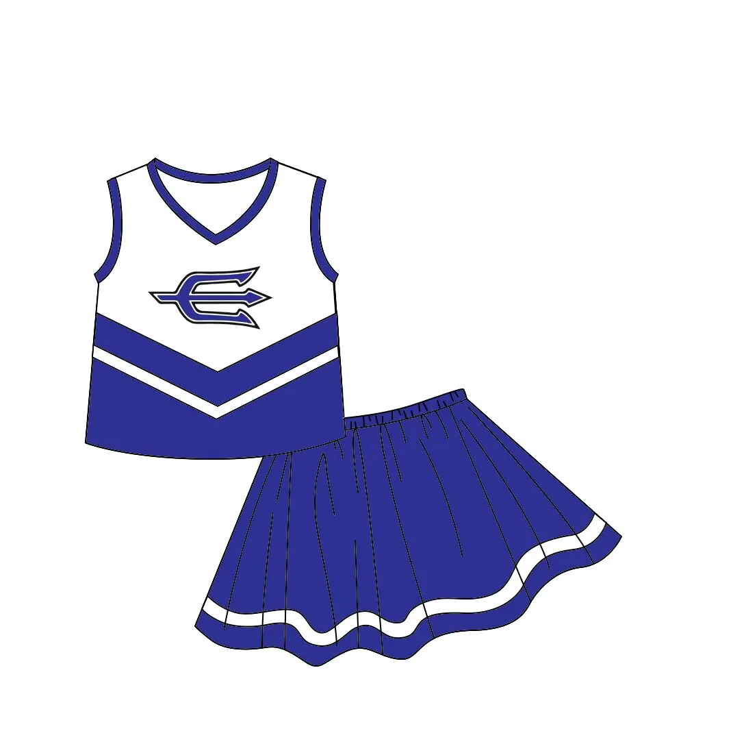 Baby Girl Sleeves Shirt Team Blue Skirt With Shorts Clothes Set Moq 5