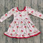 Baby Girl Long Sleeves Santa Candy Cane Christmas Knee Length Dress RTS