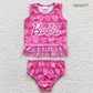 Promotion Baby Girls Kids Sleeveless Pink Shirt Hearts Shorts Swimsuit Outfit RTS