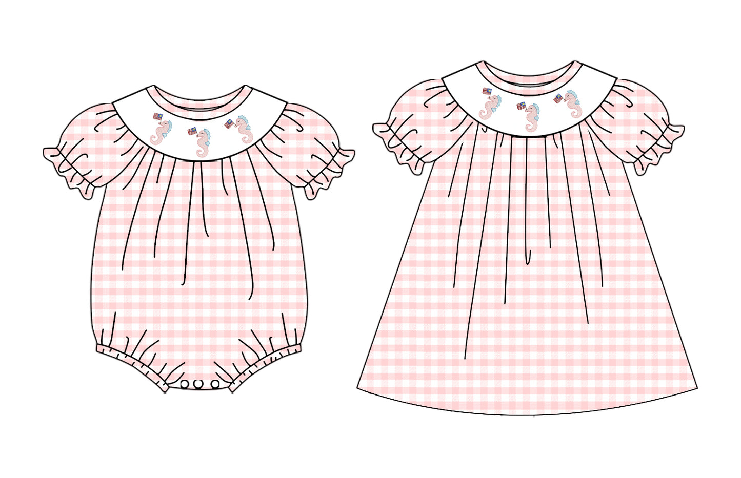 ( Moq 5 Each Style ) Sibling Baby Girls Kids Short Sleeves Plaid Summer Romper Dress