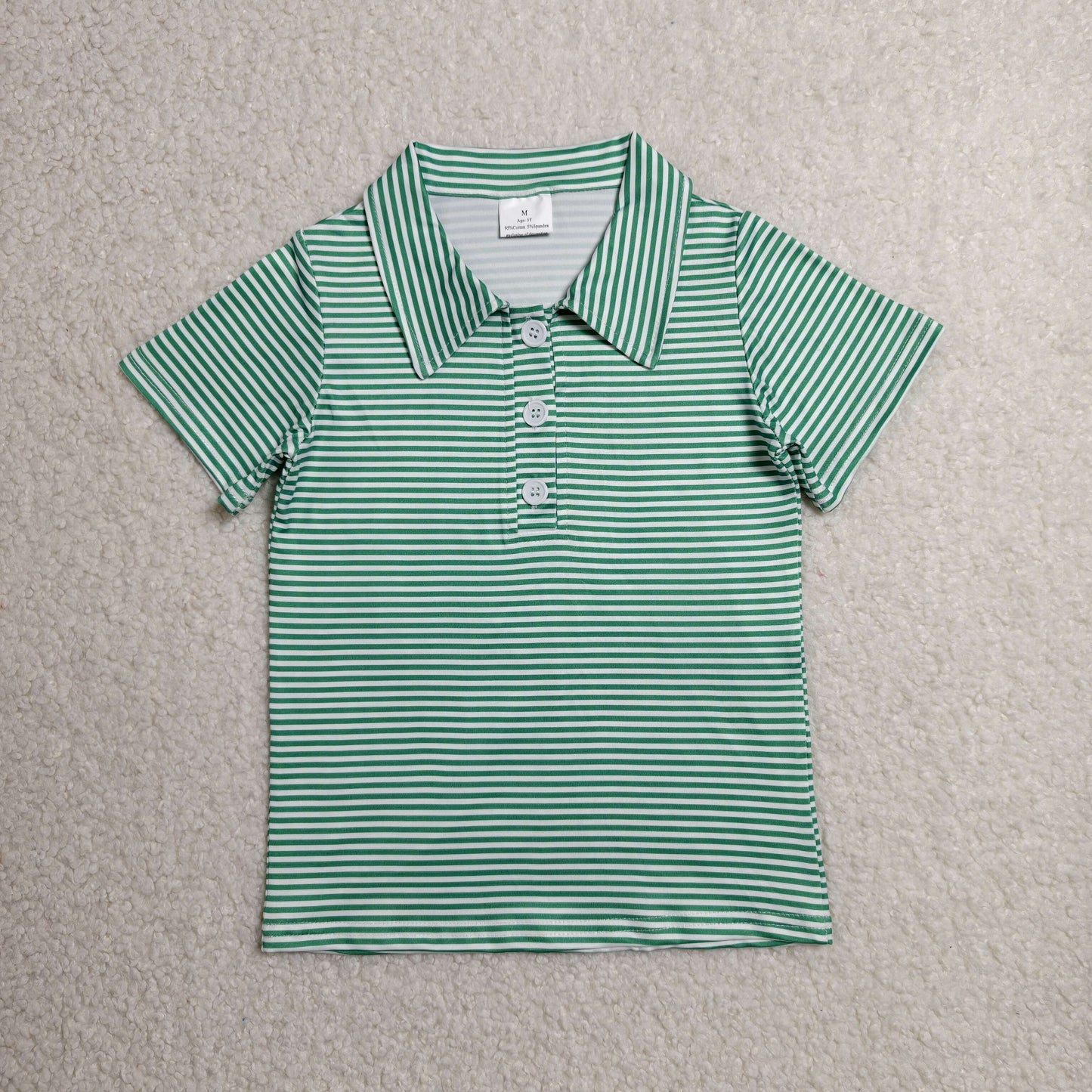 Baby Boys Kids Short Sleeves Green Stripes Tops Polo Shirt RTS