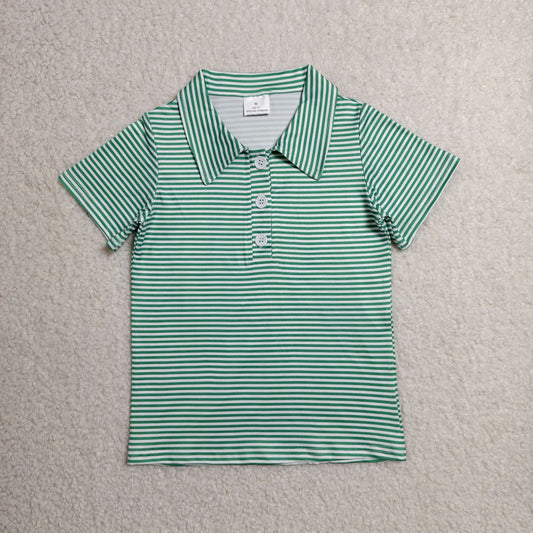 Baby Boys Kids Short Sleeves Green Stripes Tops Polo Shirt RTS