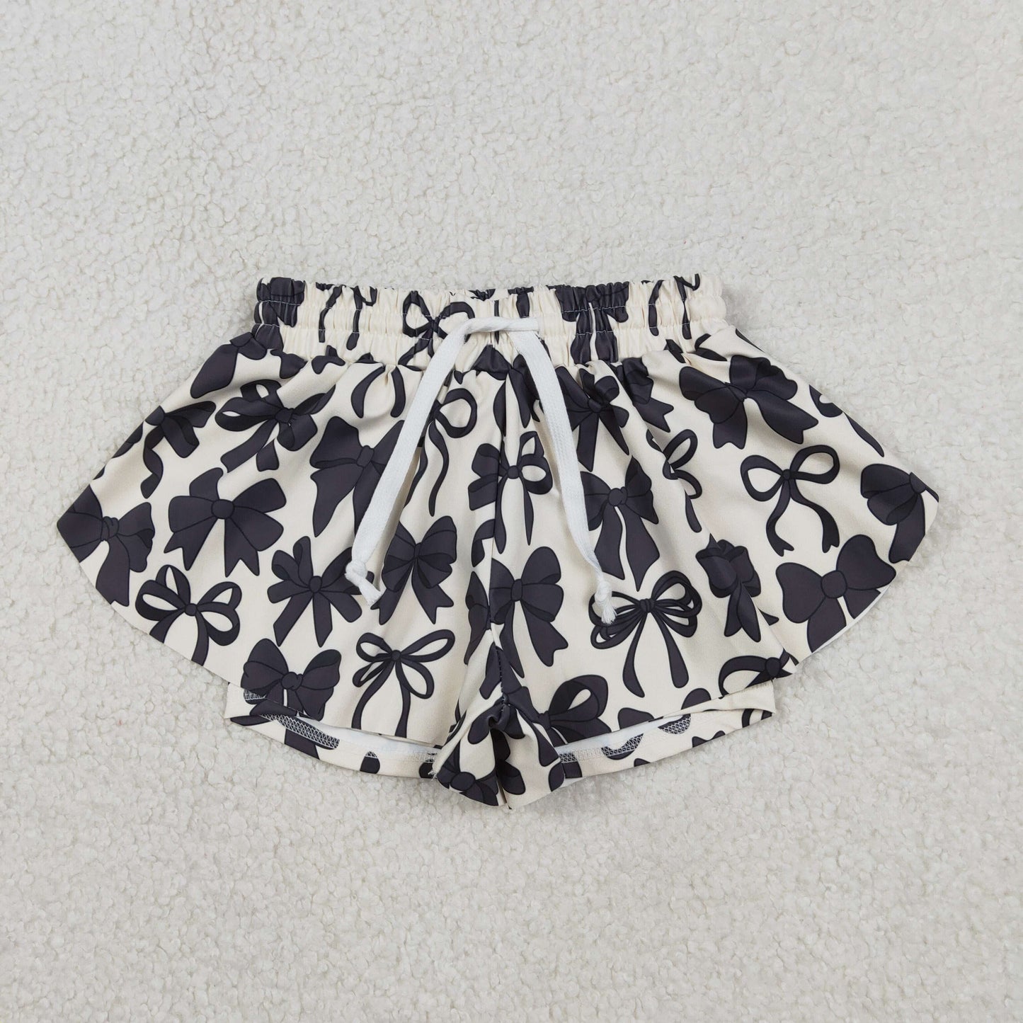 Baby Girls Kids Black Bows Yoga Active Ruffle Shorts Bottoms RTS