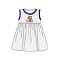 ( Moq 5 ) Baby Girls Toddler Sleeveless Tiger Dots Team Purple Ruffle Knee Length Dress