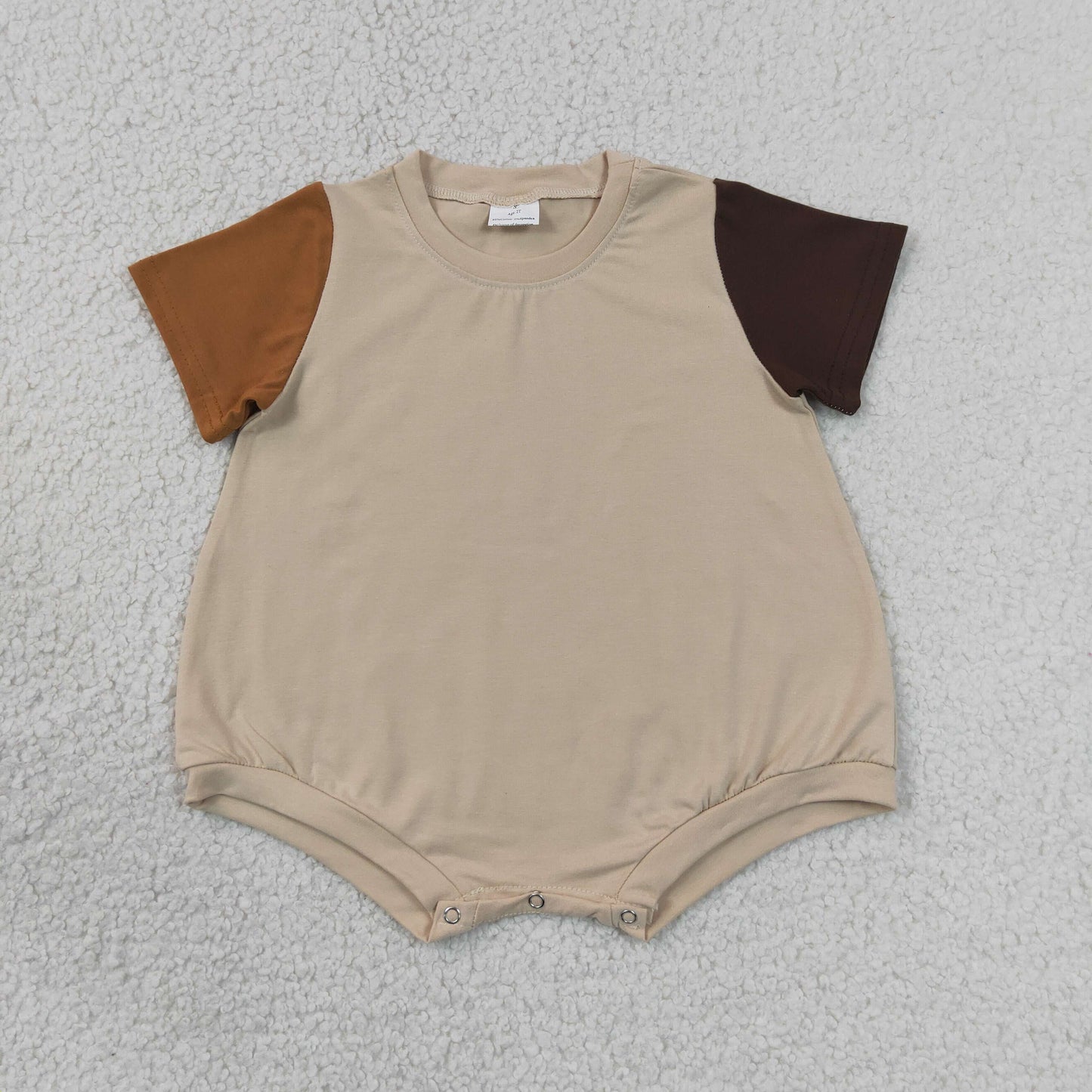 Baby Boys Infant Short Sleeves Khaki Cotton Bubble Romper Clothes RTS