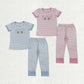 Sibling Baby Boys Girls Kids Embroidery Rabbits Eggs Shirts Stripes Pants Easter Pajamas Clothes Sets RTS