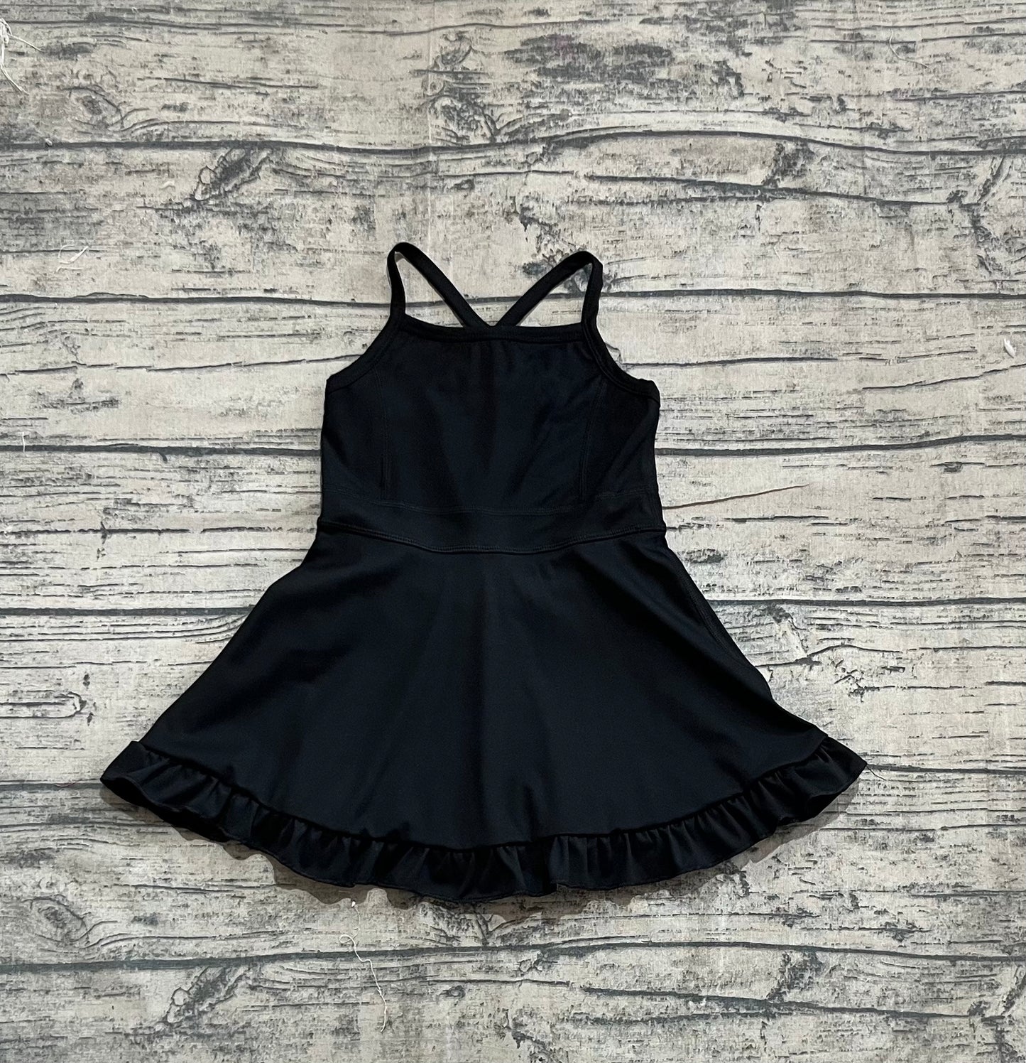 Preorder Baby Girl Black Sleeveless Yoga Active Knee Length Dress ( No moq )