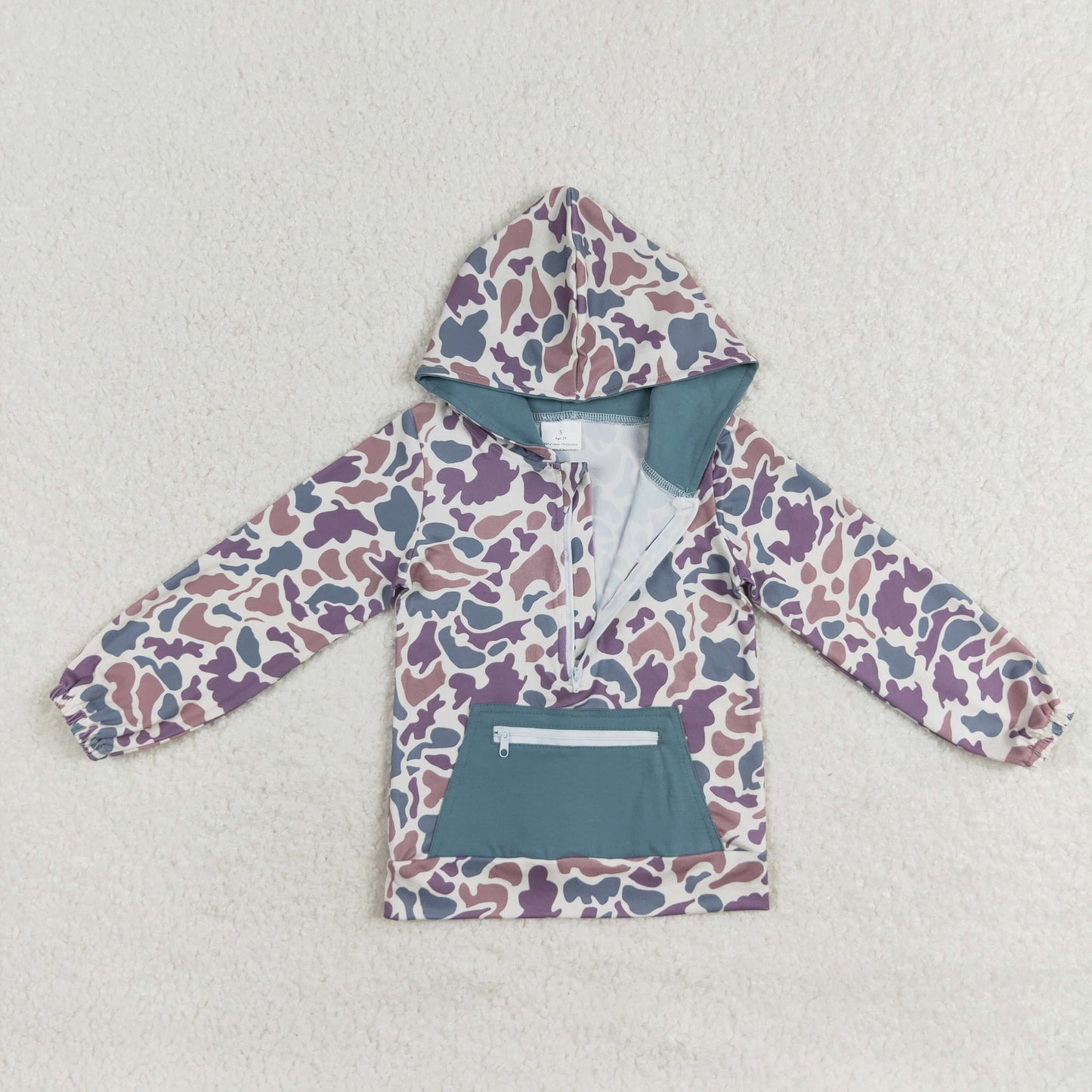 Baby Boy Grey Camo Pocket Hoodie Zipper Shirts Tops