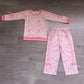 Baby Girls Kids Long Sleeves Flower Pink Bows Shirt Pockets Pants Set Clothes RTS