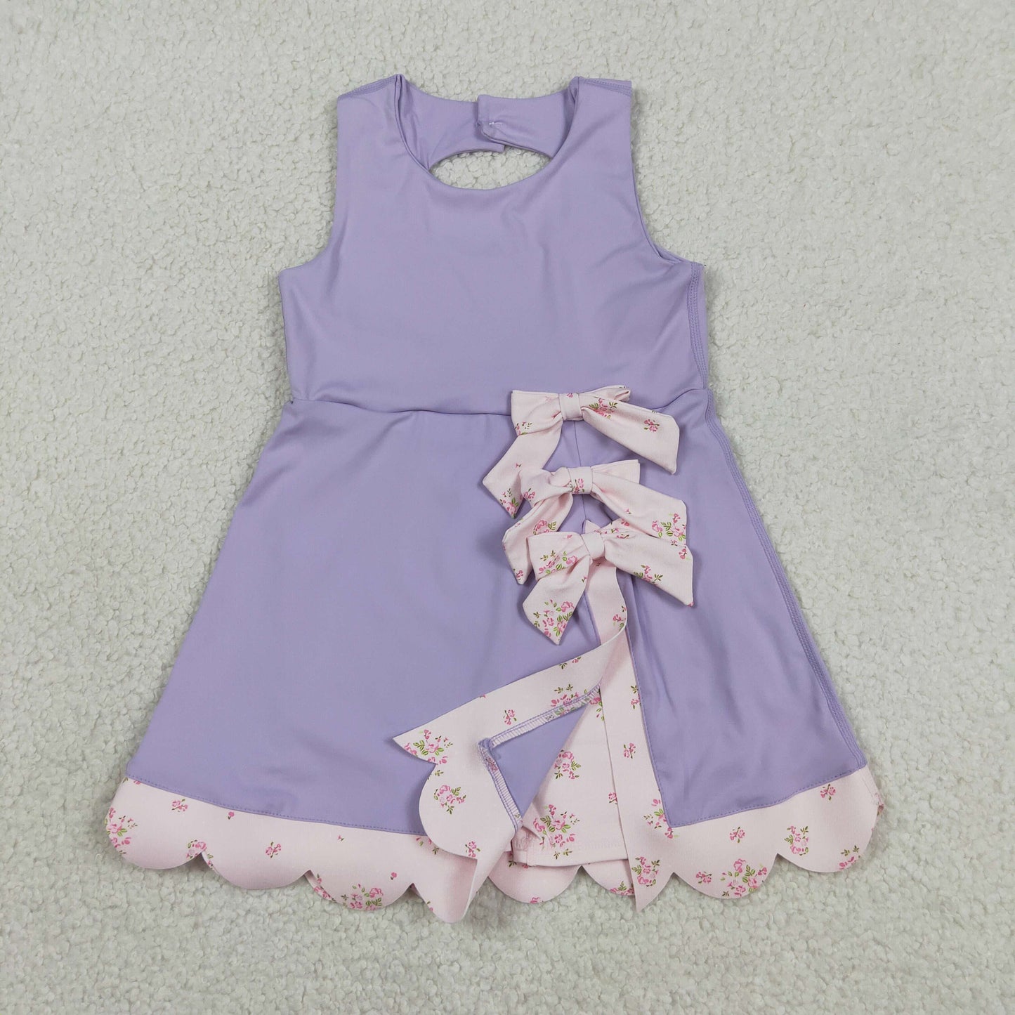 Sibling Baby Girls Kids Sleeveless Bows Yoga Scallop Shorts Dresses Clothes RTS