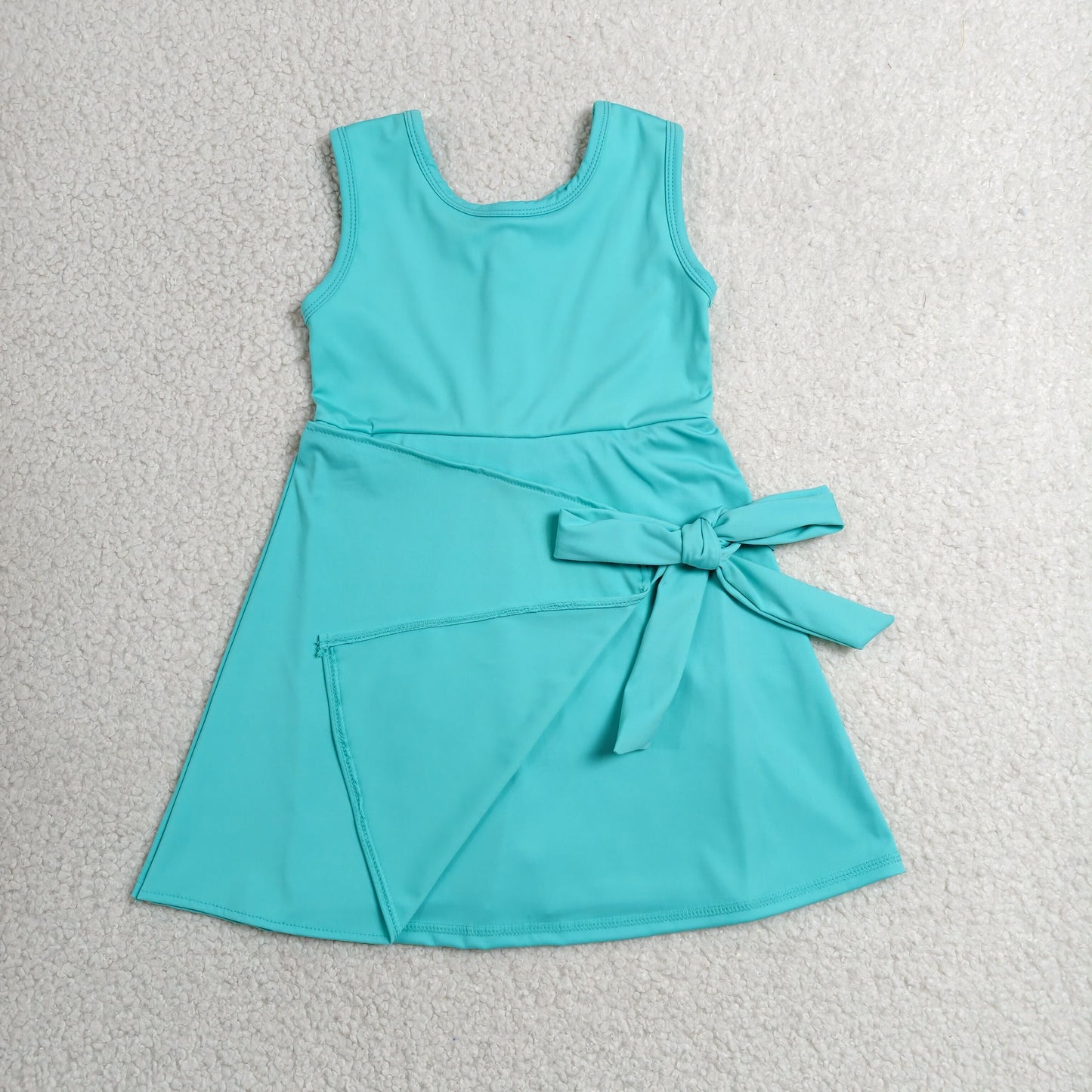 Baby Girls Kids Sleeveless Green Bow Shorts Knee Length Yoga Active Dress RTS